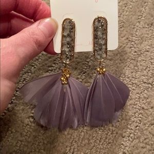 Grey feather earrings